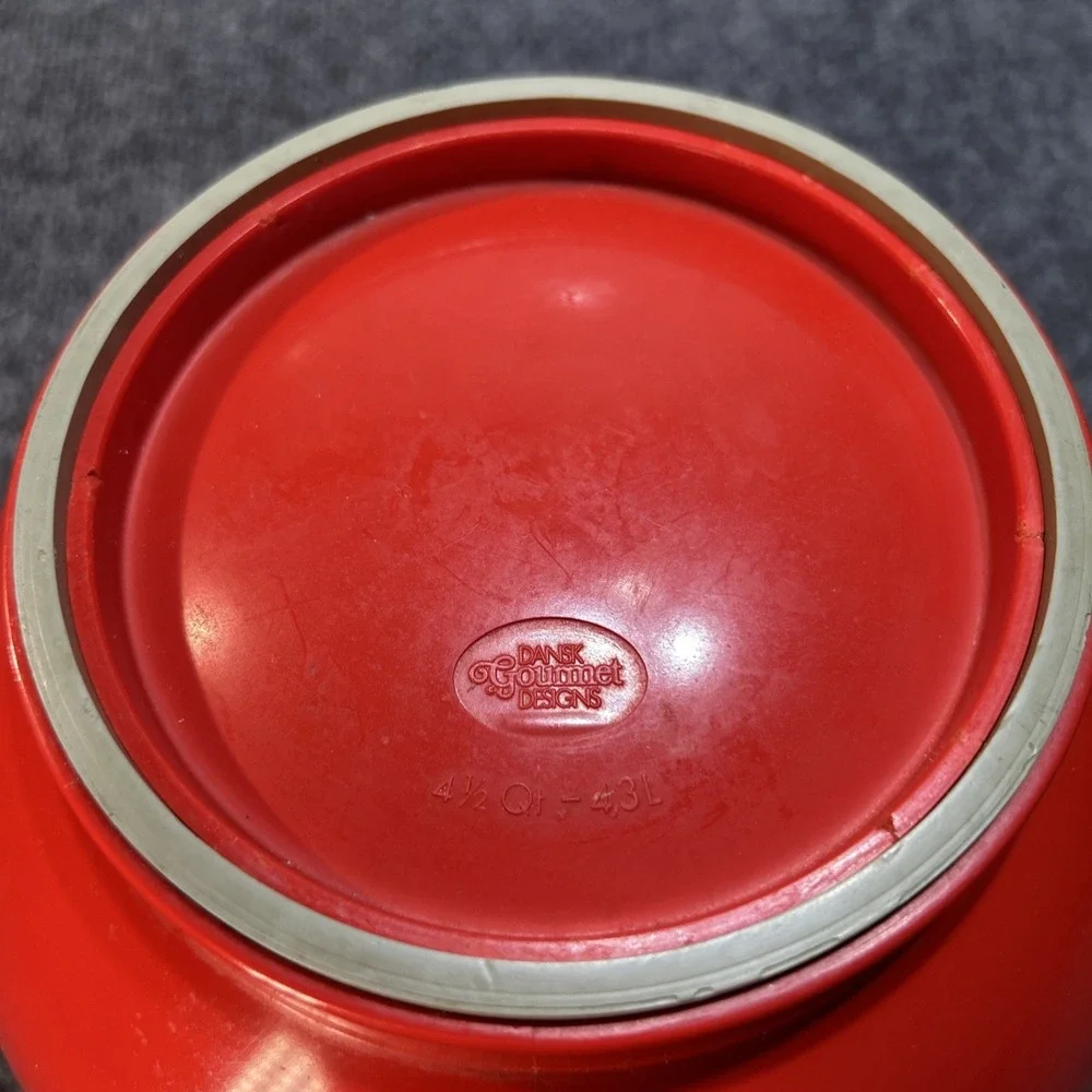Vintage Dansk Gourmet Designs Red Melamine 4.5Qt 4.3L Large Mixing Bowl 1970s